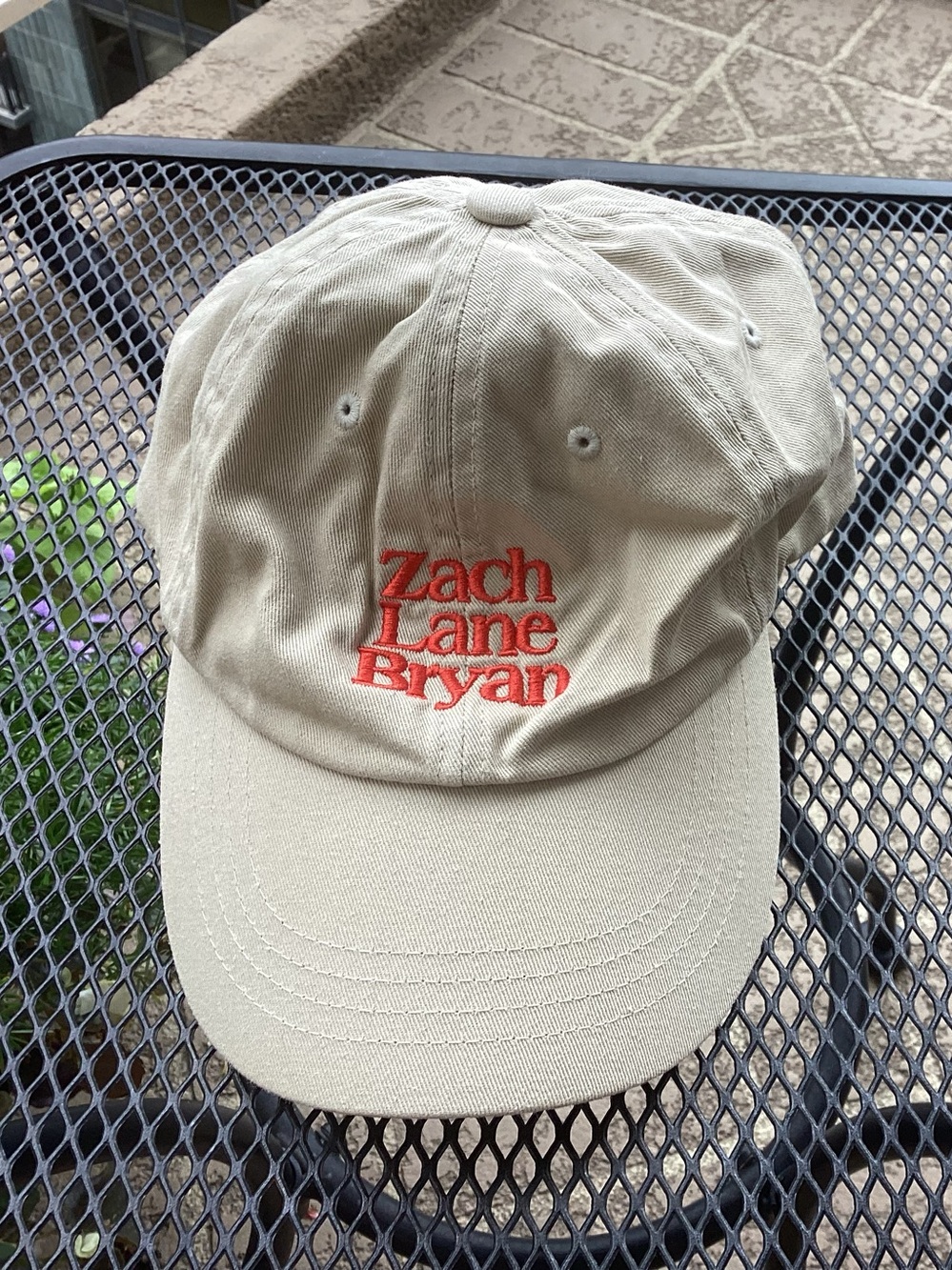 The Classic Khaki Cap with Red Embroidered "Zach Lane Bryan"